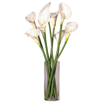 Vickerman White Callas Lily's in Glass Cylinder