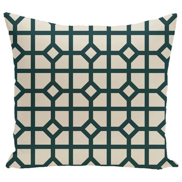 Don'T Fret Geometric Print Pillow, Teal, 16"x16"