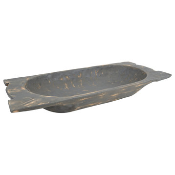 Eurostyle Trencher Rustic Wooden Dough Bowl With Handles-Trencher, Industrial Gr