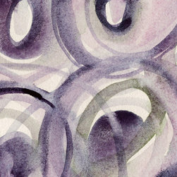 Purple And Green Circles Abstract Art - Fine Art Prints