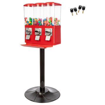 Triple Candy Machine Dispenser for Gumballs, Capsules, and Candy