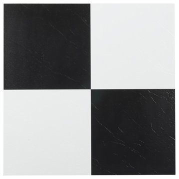 Sterling Black/White 12x12 Self Adhesive Vinyl Floor Tile, 45 Tiles/45 Sq. Ft