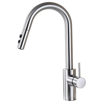 Luxier KTS21-T Single-Handle Pull-Down Sprayer Kitchen Faucet, Brushed Nickel
