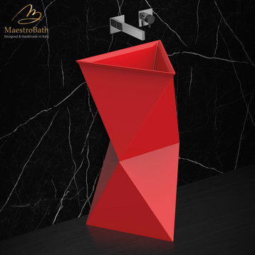 Bellini Modern Pedestal Sink, Red