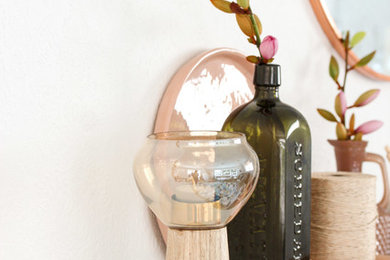 Gold Lustre Glass Tea Light Holder With Wood Base