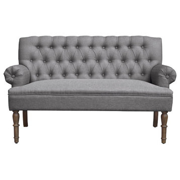 Hermosa Upholstered Settee, Gray, Linen