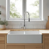 Turner Crisp White Fireclay 33" Double Bowl Farmhouse Apron Kitchen Sink