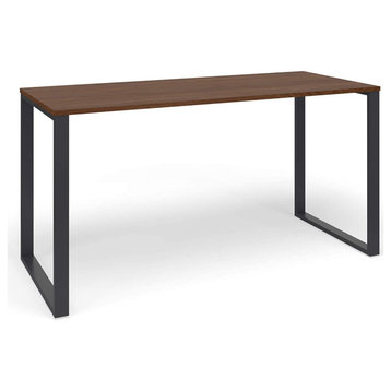 Desk, Commercial Grade Design With Metal Legs and Rectangular Top, Light Walnut