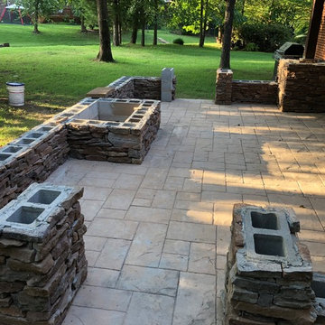 Private Outdoor Slate Stamped Patio