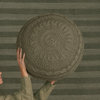 Vibe by Etta Solid Taupe/ Olive Round Pouf
