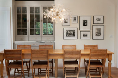 Transitional dining room photo in San Francisco with white walls