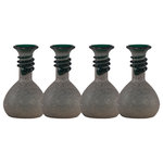 Dale Tiffany - Springdale 5" Lezzia 4-Piece Hand Blown Art Glass Mini Vase Set - Our Lezzia 4-Piece Art Glass Vase Set features contemporary textures and style that will easily enliven any décor. The set includes 4 beaker style vases that are fashioned from hand blown Favrile art glass. Each features a base color of black with an earthen overlay which creates a stone like appearance. The interior wall remains black and spills over the mouth of each vase. We wrapped the neck of each vase with a ribbon of black art glass to add visual interest and an extra textural element. Each vase is lovely when displayed alone; try mixing and  matching different combinations to create a look that is yours alone. Our Lezzia 4-Pack Art Glass Vase Set also makes a wonderful housewarming gift your recipient will proudly display for years to come.