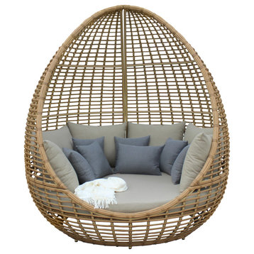 Renava Cocoon Outdoor Beige + Wicker Lounge Bed