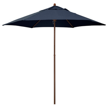 Phat Tommy 9 ft Outdoor Patio Umbrella with Wood Grain Finish, Dkblue