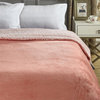 Posh Pascal 60"x80" Reversible Flannel Heathered Sherpa Blanket in Blush Pink
