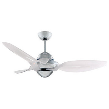 Vento Clover Indoor Chrome Ceiling Fan With 3 Snow White Blades, Chrome, 54"