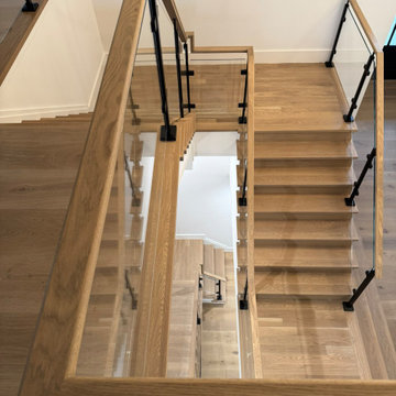 Project #132 | White Oak Staircase with Glass Balustrade