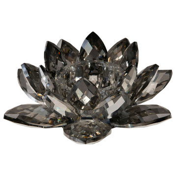 Sagebrook Home Black Crystal Lotus Votive Holder 13211-05