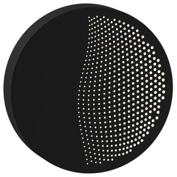 Dotwave Small Round LED Sconce, Textured Black