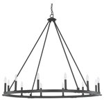 Capital Lighting - Capital Lighting Pearson 12-LT Chandelier 4912BI-000 - Black Iron - Our classic Pearson 12-light chandelier illuminates open spaces with its clean lines and timeless charm. The candle-style lights give it a rustic look when filled with traditional candelabra bulbs, while round G16 bulbs give it a chic, modern interpretation. Or try vintage-style bulbs for a more industrial vibe. Finished in Black Iron, it's a versatile design that adds simple brilliance to casual living areas.