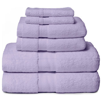Zero Twist Hotel 6-Piece 100% Cotton Bath Towel Set, Lilac