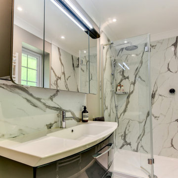 White Marble Bathroom in Worthing, West Sussex