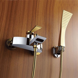 Lima Gold Waterfall Contemporary Bathtub Shower Faucet - Bathtub Faucets