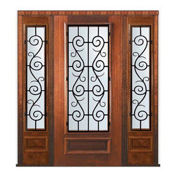 Pre-hung Sidelights Door 80 Mahogany St. Charles 3/4 Lite - Front Doors
