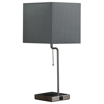 21.5" Aston Square Table Lamp With Charging Station