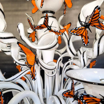 Custom Commissioned Diego Costantini Murano Glass Butterflies Chandelier