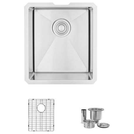 STYLISH 16"L x 18"W Undermount Bar Sink Single Bowl with Grid and Strainer