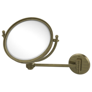 8" Wall-Mount Makeup Mirror 5X Magnification, Antique Brass