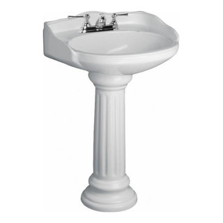 Ondine White Pedestal Bathroom Sink Combo with Overflow Hole