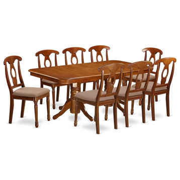 9-Piece Dining Room Set, Rectangular Table With Leaf and 8 Kitchen Chairs