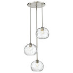 Z-LITE - Z-LITE 490P10-3R-BN 3 Light Pendant, Brushed Nickel - Z-LITE 490P10-3R-BN 3 Light Pendant,Brushed Nickel Beautiful movement best describes Chloe. Each pendant is hand-blown by a glass artist. Make a dramatic statement by using it alone or with one of our canopies to create a custom chandelier. No matter your choice, the unique look is sure to brighten your home. Two sizes of glass available. Available in two sizes, clear glass with olde brass or brushed nickel.Style: Transitional, Coastal, Seaside, Urban, RestorationFrame Finish: Brushed NickelCollection: ChloeShade Finish/Color: ClearFrame Material: SteelShade Material: GlassActual Weight(lbs): 10Dimension(in): 20(W) x 10(H)Chain/Rod Length(in): Rods: 15x12" + 3x6"+ 3x3"Cord/Wire Length(in): 110"Bulb: (3)100W Medium Base(Not Included),DimmableUL Classification: CUL/cETLuUL Application: Dry
