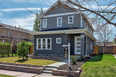 Example of a transitional home design design in Denver