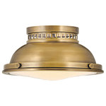 Hinkley Lighting - Emery 2-Light Foyer, Heritage Brass - Inspired by vintage industrial lighting  Emery cuts a bold figure layered with unique details and a robust finish.  Unique metal cutouts allow illumination to graze the ceiling while a functional down light is enclosed in heavy fresnal glass  completing its authentic appearance&nbsp