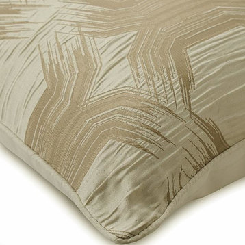 Beige Toss Pillow Covers Jacquard Silk 20"x20" Jacquard, Pearl Beige Mystery