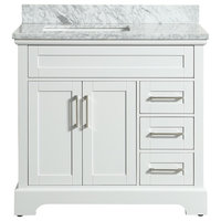 Henson White Bathroom Vanity With Marble Top, 37''