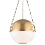 Hudson Valley Lighting - Sphere No.2 Large Pendant With Opal Glass Shade, Aged Brass - Designed by Mark D. Sikes