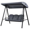 Costway Outdoor 3-Seat Porch Swing with Adjust Canopy and Cushions Gray