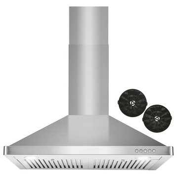 30 in. Ductless Wall Mount Range Hood with Permanent Filters, LED Lights, 30"