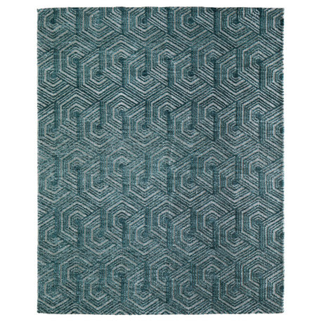 Oliena R8A57 Modern/Industrial Accent Rug, Aqua, 3'6"x5'6"