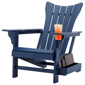 Modern Plastic Weather-Resistant Adirondack Chairs, Navy Blue