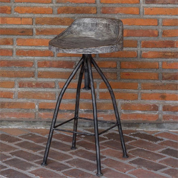 Bowery Hill Contemporary Wooden Bar Stool in Gray