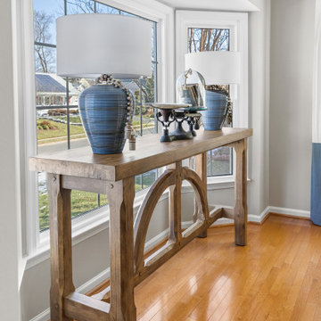 Blue Living Room with 2 Gathering Areas
