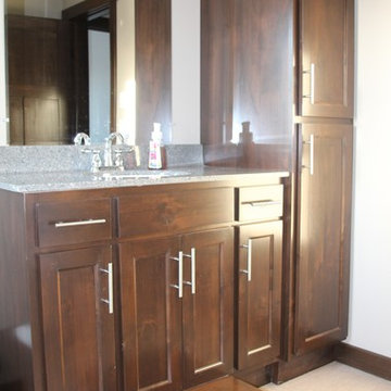 Vanities with Built In Step Stool & Linen Cabinets