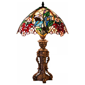 Warehouse of Tiffany Flower Design Table Lamp 2848+BB818