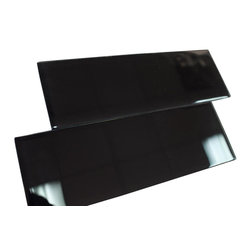 4x12 Glossy Black Subway Glass Mosaic Tiles - Home Accessories & Decor