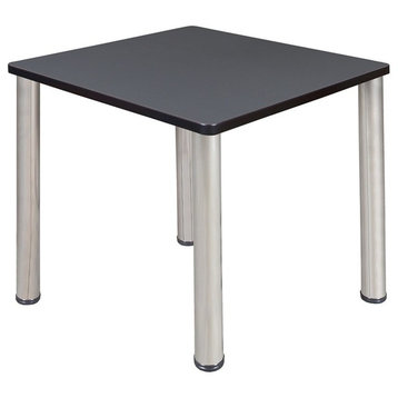 Kee 30" Square Breakroom Table, Gray/ Chrome